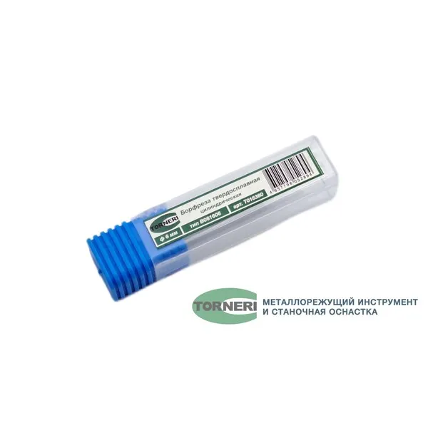 Борфрезы t018380 Борфреза твердосплавная тип В061606 (цилиндрическая), 6.0 мм, хвостовик 6 мм, торцевой зуб, двойная насечка