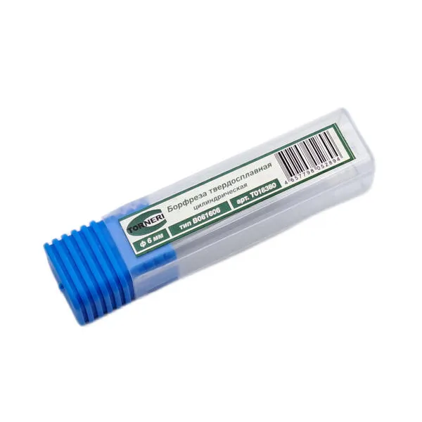 Борфрезы t018380 Борфреза твердосплавная тип В061606 (цилиндрическая), 6.0 мм, хвостовик 6 мм, торцевой зуб, двойная насечка