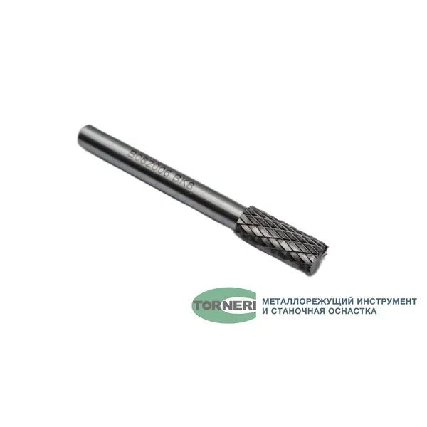 Борфреза твердосплавная тип В082006 (цилиндрическая), 8.0 мм, хвостовик 6 мм, торцевой зуб, двойная насечка t018381  (Фото 5)