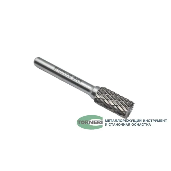 Борфреза твердосплавная тип В102006 (цилиндрическая), 10.0 мм, хвостовик 6 мм, торцевой зуб, двойная насечка t018382  (Фото 2)