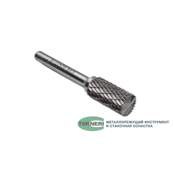 Борфреза твердосплавная тип В122506 (цилиндрическая), 12.0 мм, хвостовик 6 мм, торцевой зуб, двойная насечка t018383  (Фото 2)
