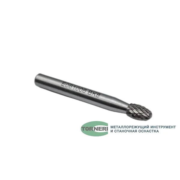 Борфреза твердосплавная тип E061006 (овальная), 6.0 мм, хвостовик 6 мм, двойная насечка t018398  (Фото 3)