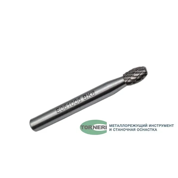 Борфреза твердосплавная тип E061006 (овальная), 6.0 мм, хвостовик 6 мм, двойная насечка t018398  (Фото 4)