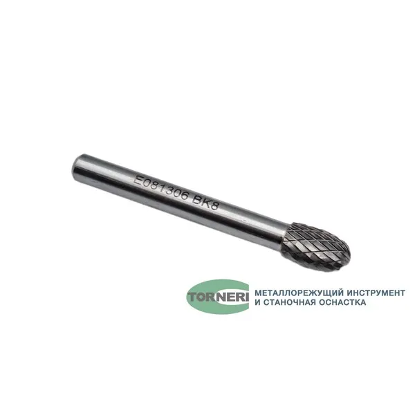 Борфреза твердосплавная тип E081306 (овальная), 8.0 мм, хвостовик 6 мм, двойная насечка t018399  (Фото 3)