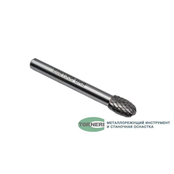 Борфрезы t018399 Борфреза твердосплавная тип E081306 (овальная), 8.0 мм, хвостовик 6 мм, двойная насечка