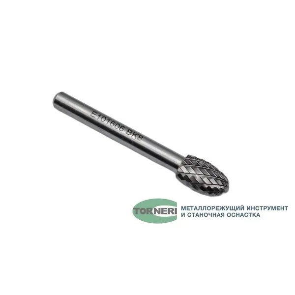 Борфреза твердосплавная тип E101606 (овальная), 10.0 мм, хвостовик 6 мм, двойная насечка t018400  (Фото 2)