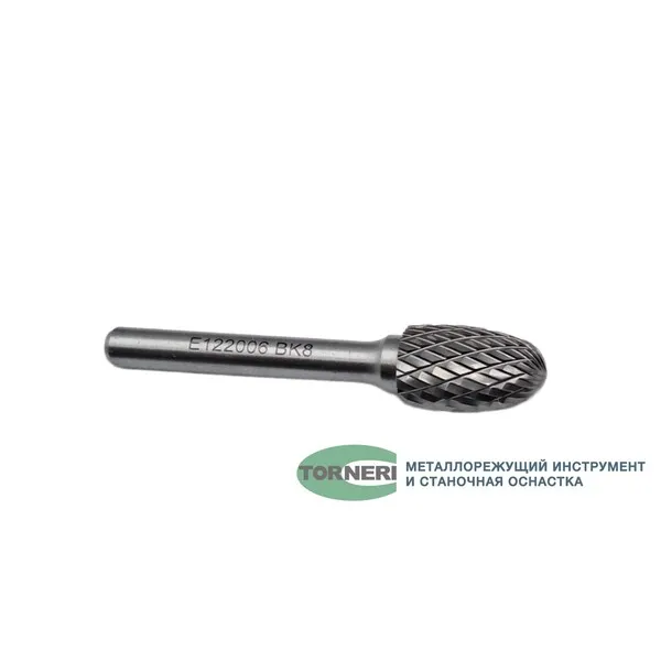 Борфреза твердосплавная тип E122006 (овальная), 12.0 мм, хвостовик 6 мм, двойная насечка t018401  (Фото 3)