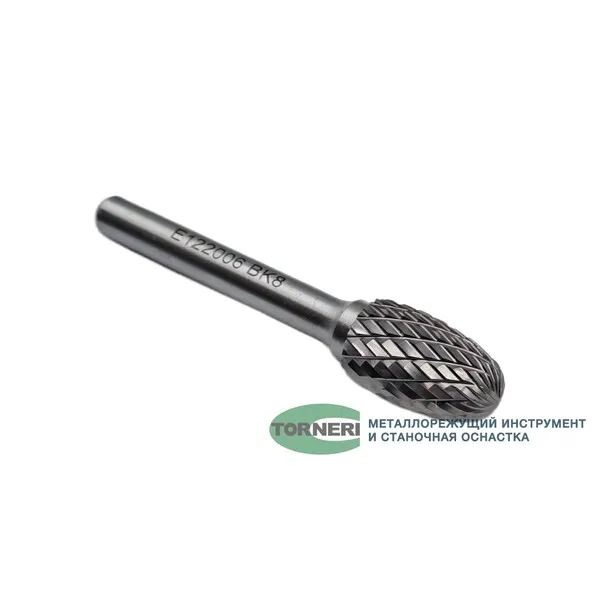 Борфреза твердосплавная тип E122006 (овальная), 12.0 мм, хвостовик 6 мм, двойная насечка t018401  (Фото 2)