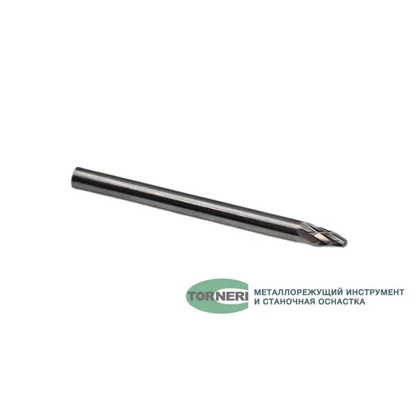 Борфреза твердосплавная тип F030603 (сфероконическая), 3.0 мм, хвостовик 3 мм, двойная насечка t018403  (Фото 2)