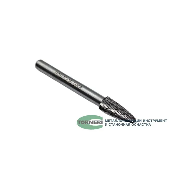 Борфреза твердосплавная тип F082006 (сфероконическая), 8.0 мм, хвостовик 6 мм, двойная насечка t018405  (Фото 2)