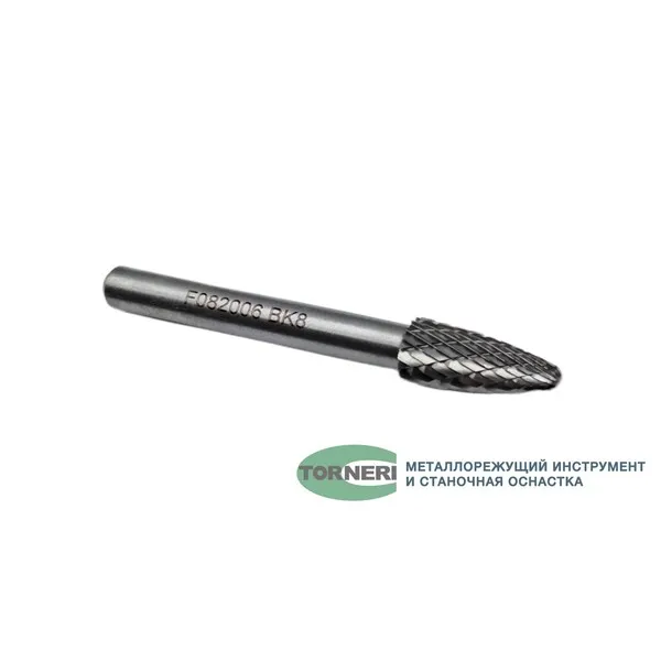 Борфреза твердосплавная тип F082006 (сфероконическая), 8.0 мм, хвостовик 6 мм, двойная насечка t018405  (Фото 4)