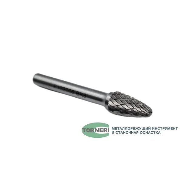 Борфреза твердосплавная тип F102006 (сфероконическая), 10.0 мм, хвостовик 6 мм, двойная насечка t018406  (Фото 3)