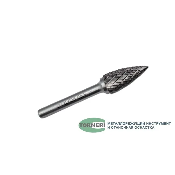 Борфреза твердосплавная тип G122506 (сфероконическая с заостренным концом), 12.0 мм, хвостовик 6 мм, двойная насечка t018413  (Фото 2)