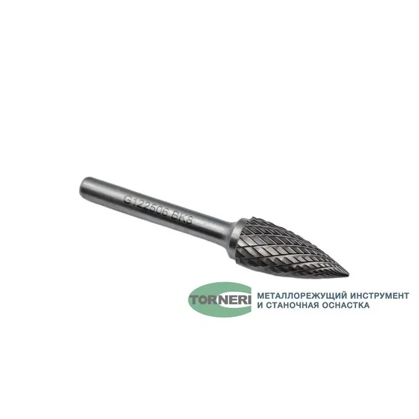 Борфреза твердосплавная тип G122506 (сфероконическая с заостренным концом), 12.0 мм, хвостовик 6 мм, двойная насечка t018413  (Фото 4)