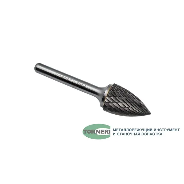 Борфреза твердосплавная тип G162506 (сфероконическая с заостренным концом), 16.0 мм, хвостовик 6 мм, двойная насечка t018414  (Фото 3)