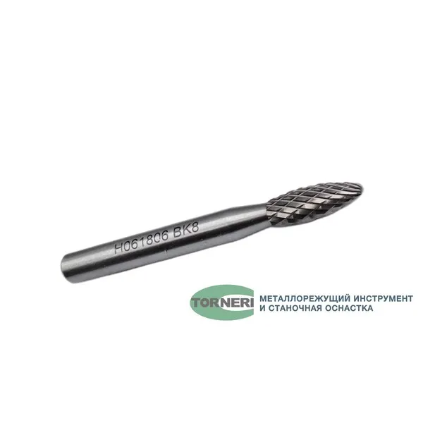 Борфреза твердосплавная тип Н061806 (пламевидная), 6.0 мм, хвостовик 6 мм, двойная насечка t018416  (Фото 3)