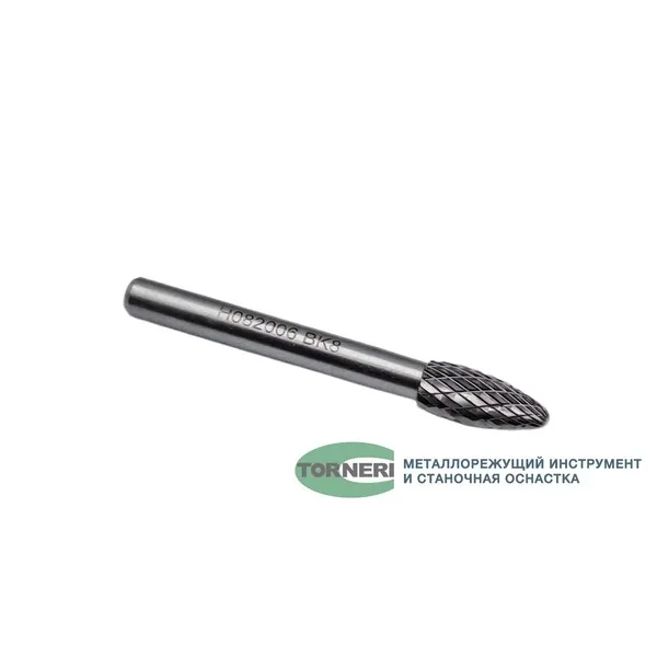 Борфреза твердосплавная тип Н082006 (пламевидная), 8.0 мм, хвостовик 6 мм, двойная насечка t018417  (Фото 2)