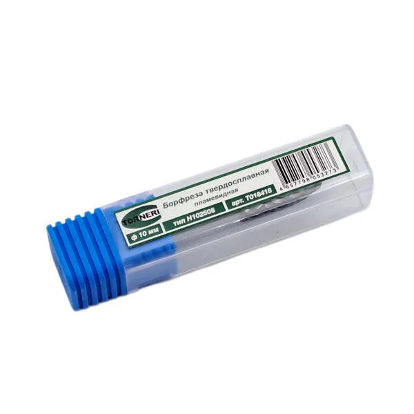 Борфрезы t018418 Борфреза твердосплавная тип Н102506 (пламевидная), 10.0 мм, хвостовик 6 мм, двойная насечка