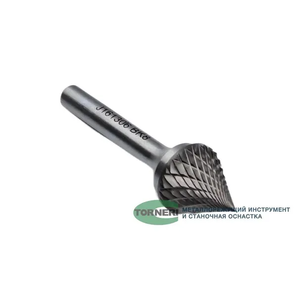 Борфреза твердосплавная тип J161306 (коническая), 16.0 мм, хвостовик 6 мм, двойная насечка t018426  (Фото 4)