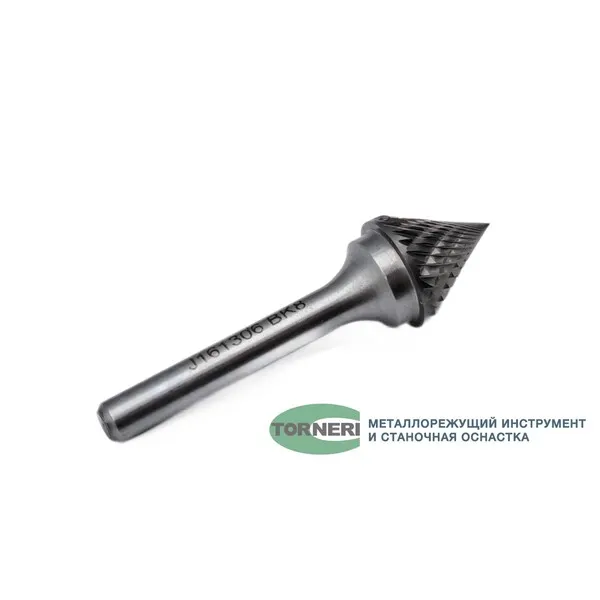 Борфреза твердосплавная тип J161306 (коническая), 16.0 мм, хвостовик 6 мм, двойная насечка t018426  (Фото 3)