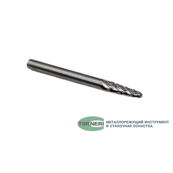 Борфреза твердосплавная тип L031303 (коническая с закругленным концом), 3.0 мм, хвостовик 3 мм, двойная насечка t018433  (Фото 3)