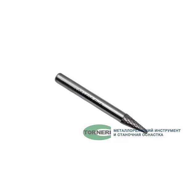 Борфрезы t018434 Борфреза твердосплавная тип L061606 (коническая с закругленным концом), 6.0 мм, хвостовик 6 мм, двойная насечка