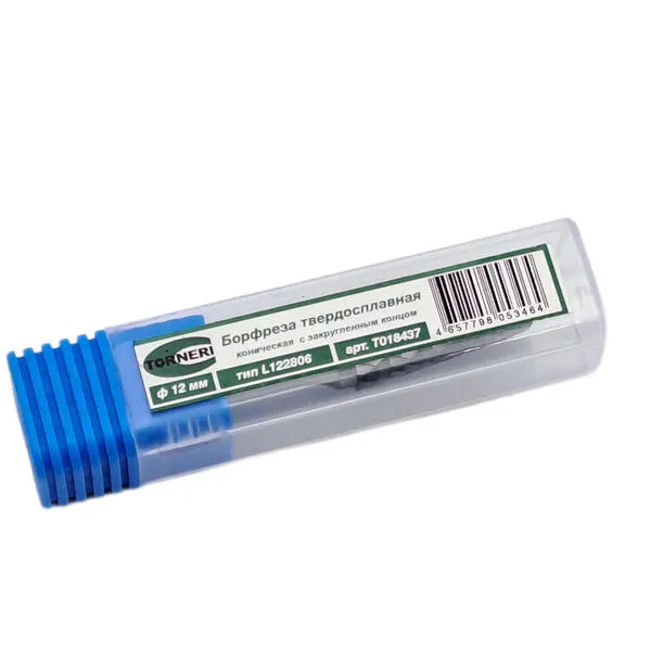 Борфрезы t018437 Борфреза твердосплавная тип L122806 (коническая с закругленным концом), 12.0 мм, хвостовик 6 мм, двойная насечка