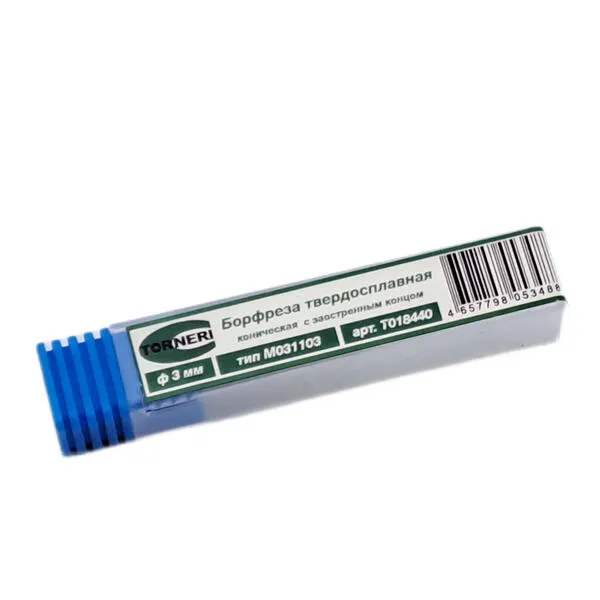 Борфрезы t018440 Борфреза твердосплавная тип M031103 (коническая с заостренным концом), 3.0 мм, хвостовик 3 мм, двойная насечка