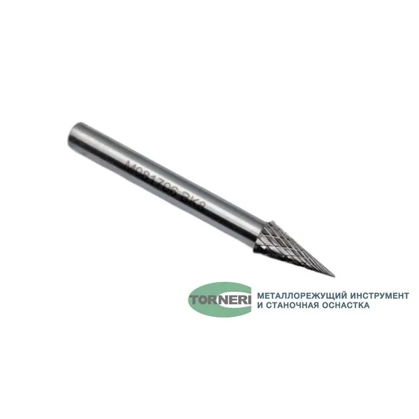 Борфрезы t018442 Борфреза твердосплавная тип M081706 (коническая с заостренным концом), 8.0 мм, хвостовик 6 мм, двойная насечка