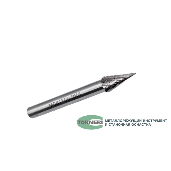 Борфреза твердосплавная тип M081706 (коническая с заостренным концом), 8.0 мм, хвостовик 6 мм, двойная насечка t018442  (Фото 4)
