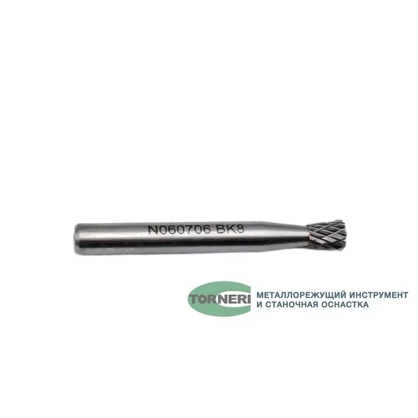 Борфреза твердосплавная тип N060706 (обратный конус), 6.0 мм, хвостовик 6 мм, двойная насечка t018447  (Фото 3)