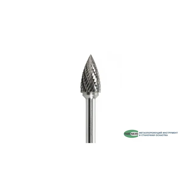 Борфрезы t024760 Борфреза твердосплавная тип G102006 (сфероконическая с заостренным концом), 10.0 мм, хвостовик 6 мм, одинарная насечка