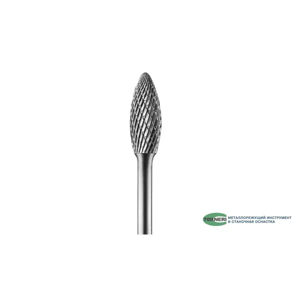 Борфреза твердосплавная тип Н102506 (пламевидная), 10.0 мм, хвостовик 6 мм, одинарная насечка t024761  (Фото 3)