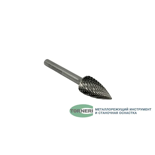 Борфрезы t025368 Борфреза твердосплавная тип G142506 (сфероконическая с заостренным концом), 14.0 мм, хвостовик 6 мм, двойная насечка