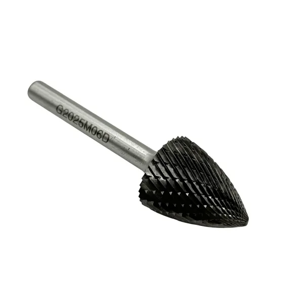 Борфрезы t025370 Борфреза твердосплавная тип G202506 (сфероконическая с заостренным концом), 20.0 мм, хвостовик 6 мм, двойная насечка