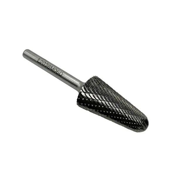 Борфрезы t025380 Борфреза твердосплавная тип L203806 (коническая с закругленным концом), 20.0 мм, хвостовик 6 мм, двойная насечка