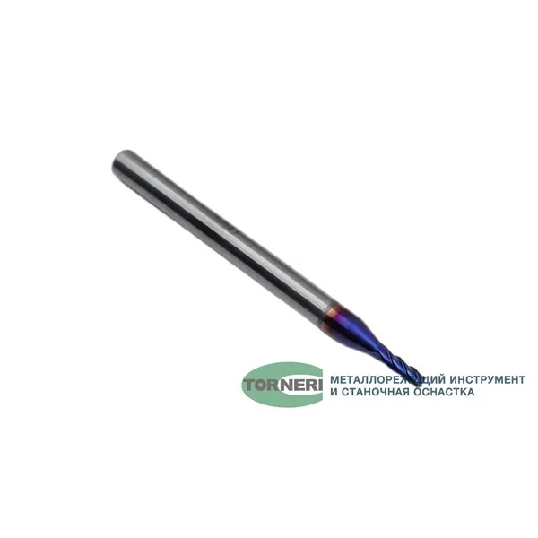 Фрезы твердосплавные t018572 Фреза концевая твердосплавная ц/х ф 2.0х6х50 мм z=4, хвостовик 4 мм, с покрытием nACo-blue, HRC 65