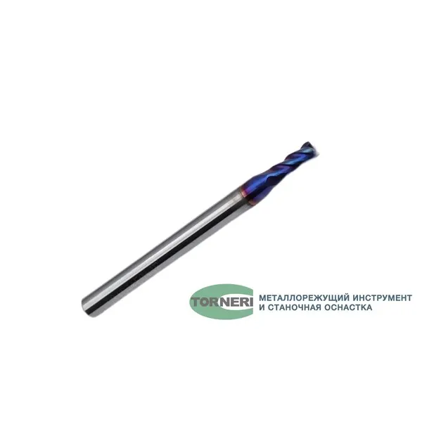 Фрезы твердосплавные t018573 Фреза концевая твердосплавная ц/х ф 3.0х8х50 мм z=4, хвостовик 4 мм, с покрытием nACo-blue, HRC 65