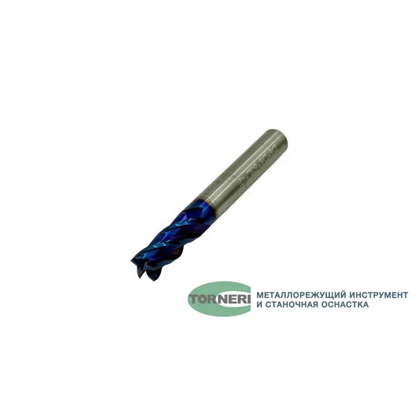 Фрезы твердосплавные t018577 Фреза концевая твердосплавная ц/х ф 8.0х20х60 мм z=4, с покрытием nACo-blue, HRC 65