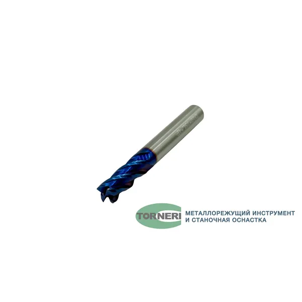 Фрезы твердосплавные t018578 Фреза концевая твердосплавная ц/х ф 10х25х75 мм z=4, с покрытием nACo-blue, HRC 65