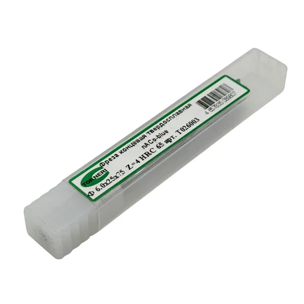 Фреза концевая твердосплавная ц/х ф 6.0х25х75 мм z=4, с покрытием nACo-blue, HRC 65 t026003  (Фото 2)