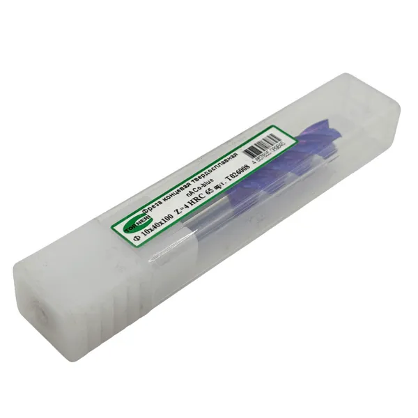 Фреза концевая твердосплавная ц/х ф 10х40х100 мм z=4, с покрытием nACo-blue, HRC 65 t026008  (Фото 2)