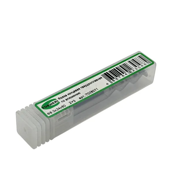 Фреза концевая твердосплавная ц/х ф 8.0х24х60 мм z=3, по алюминию t026071  (Фото 2)