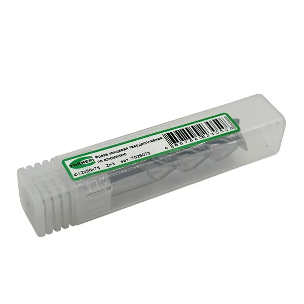 Фреза концевая твердосплавная ц/х ф 12х36х75 мм z=3, по алюминию t026073  (Фото 3)