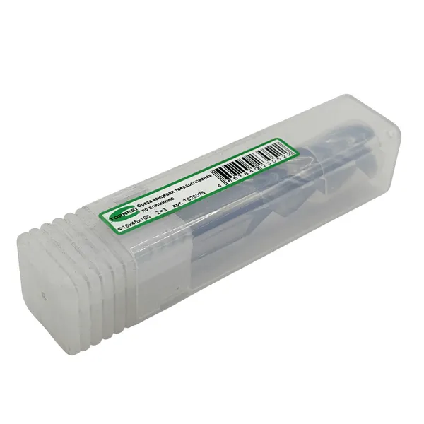 Фреза концевая твердосплавная ц/х ф 16х45х100 мм z=3, по алюминию t026075  (Фото 2)