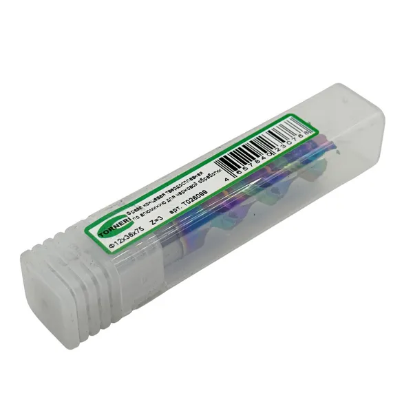 Фреза концевая твердосплавная ц/х ф 12х36х75 мм z=3 по алюминию для черновой обработки t026099  (Фото 2)