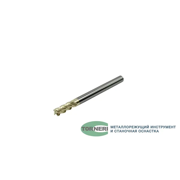 Фреза концевая твердосплавная ц/х ф 4.0х10х50 мм z=4 по нержавеющей стали и титану, с покрытием ZrN, HRC 68 t026105  (Фото 2)