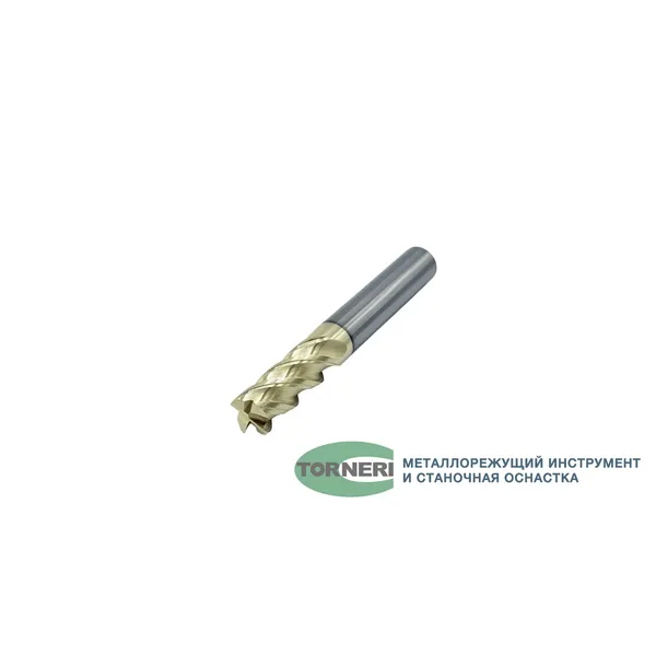 Фрезы твердосплавные t026109 Фреза концевая твердосплавная ц/х ф 10х25х75 мм z=4 по нержавеющей стали и титану, с покрытием ZrN, HRC 68