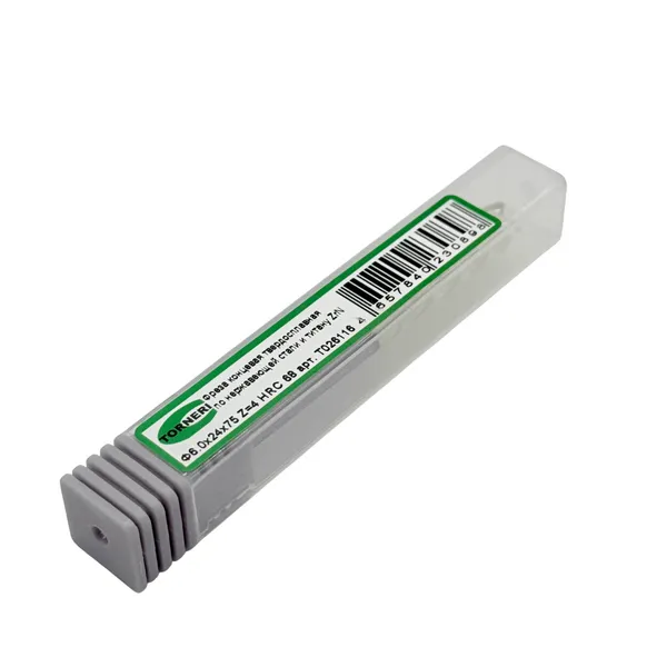 Фреза концевая твердосплавная ц/х ф 6.0х24х75 мм z=4 по нержавеющей стали и титану, с покрытием ZrN, HRC 68 t026116  (Фото 3)