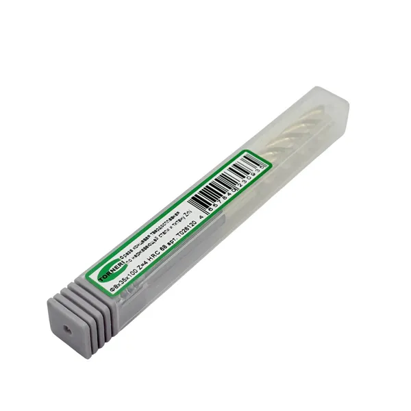 Фреза концевая твердосплавная ц/х ф 8.0х35х100 мм z=4 по нержавеющей стали и титану, с покрытием ZrN, HRC 68 t026120  (Фото 2)